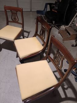 Set of 3 Vintage Lyre-Back Dining Chairs