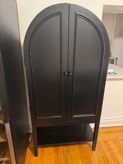 Black Arch Wood Bar Cabinet