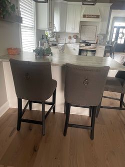 Gray Upholstered Bar Stools Set of 3
