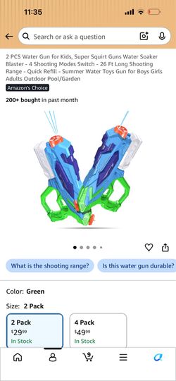 2 PCS Water Gun for Kids, Super Squirt Guns Water Soaker Blaster