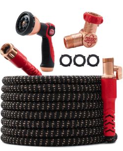 Pocket Hose Copper Head 100 FT Expandable Garden Hose, Pocket Pivot
10-pattern thumb-control nozzle, 360° swivel, no-kink, 3X stronger jacket, 650 PSI