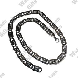 316L Stainless Steel Silver Tone Geometric 21 Inch Chain 