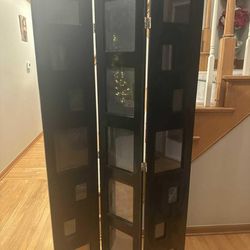 Solid wood 3-panel photo Room divider