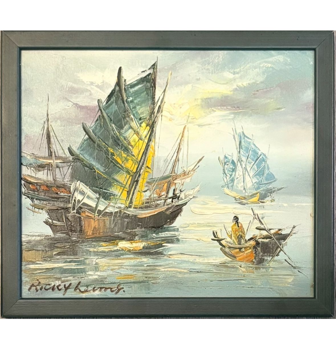 Miss Century Oil Painting of Chinese Junk Boats