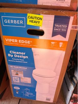 Gerber Viper Edge 12 in. Rough-in 2-Piece 1.28 GPF Single Flush Elongated Chair Height Toilet in White with Soft Close Seat
