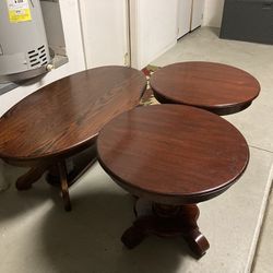 Solid Oak Coffee Table & End Tables