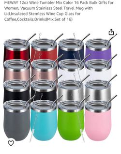 Premium Insulated Stainless Steel Tumblers set of 16 12 oz