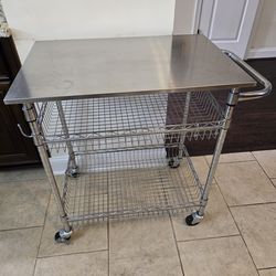 Stainless Steel Kitchen Prep Cart with Wheels