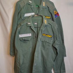 Set Of Two Vintage Army Fatigue Shirt/Jacket