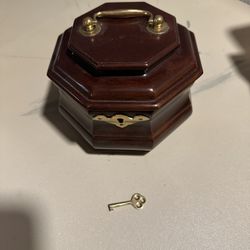 Wood Cherry Tea Box With Key