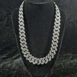 20” Iced Out Cuban Link Chain 20mm | Silver Hip Hop Necklace | Men’s Jewelry