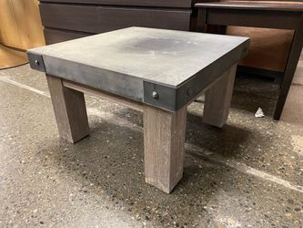 RESTORATION HARDWARE Custom Concrete Top w/ Wood Base Side Table