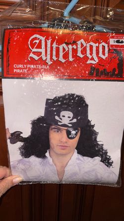 Curly pirate black wig men’s Halloween costume accessory New