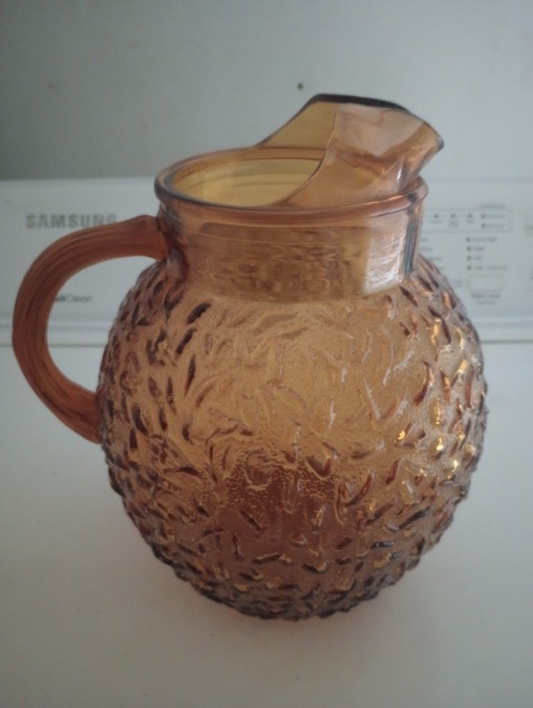 Vintage Anchor Hocking Milano Lido Glass Pitcher 