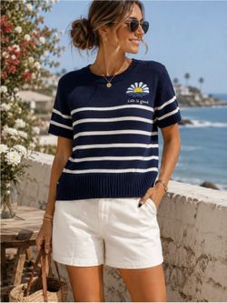 Life is Good Striped Knit Sweater