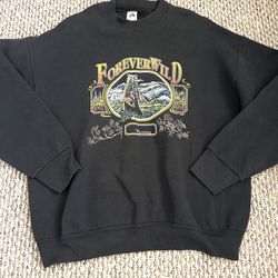 Vintage Fruit Of The Look Forever Wild Bear Nature Crewneck Sweater Size L