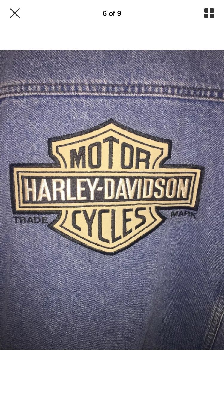 Harley Davidson Men’s Denim Vest Jacket, Size XL