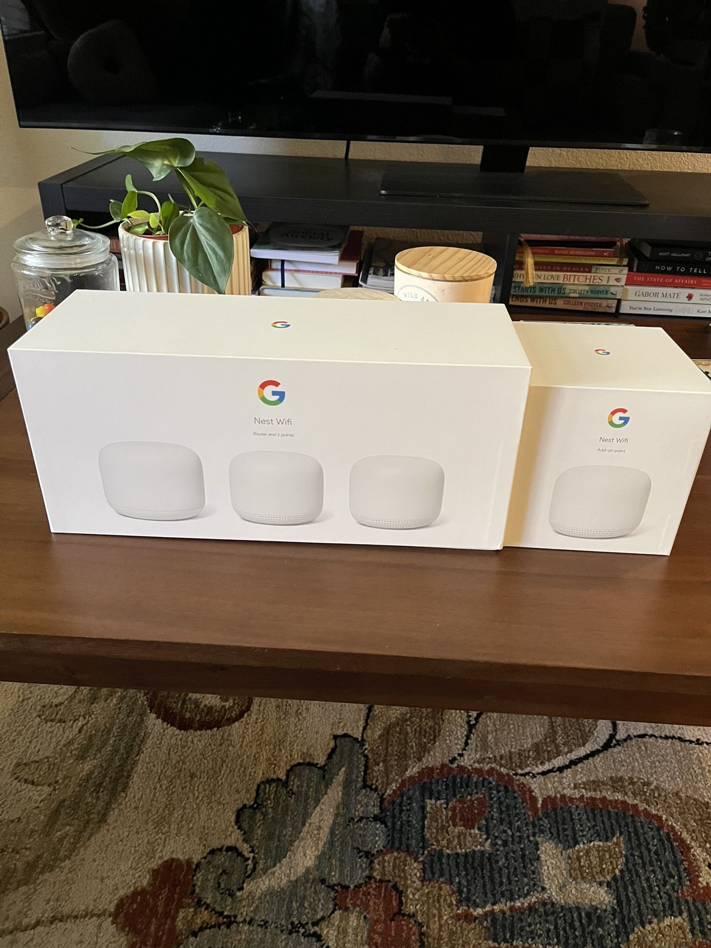 3 PacK Google Nest Wi Fi Router AC2200 2 Points Voice Assistant Snow White , Plus One Extra Point