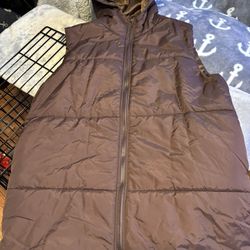 Women’s brown long vest. Large