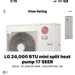 LG Mini split A/C Heat Pump Complete System Including Line Set