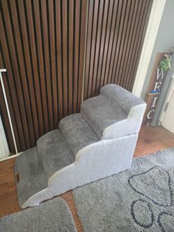 ZOMISIA Dog Stairs Ramp for High Beds - 5 Step Pet Stairs for Small to Large Dogs, 35D Foam Dog Steps for Couch with Non-Slip Bottom Grey