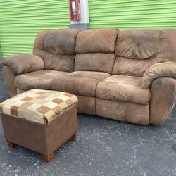 Recliner Couch And Storage Ottoman