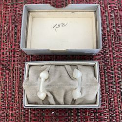 Vintage Victorian Mother of Pearl Cufflinks w/ Orig Velvet Lined Box