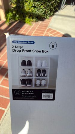 The Container Store X-Large Drop-Front Shoe boxes, case of 6
