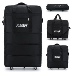 32in Expandable Suitcase Bag 3 Layer Collapsible Rolling / NAVY BLUE
