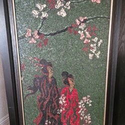 Vintage mosaic asian  art. 26" wide 56" height. See pictures