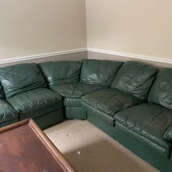 Green 3-piece Sectional, With Matching Chair Set