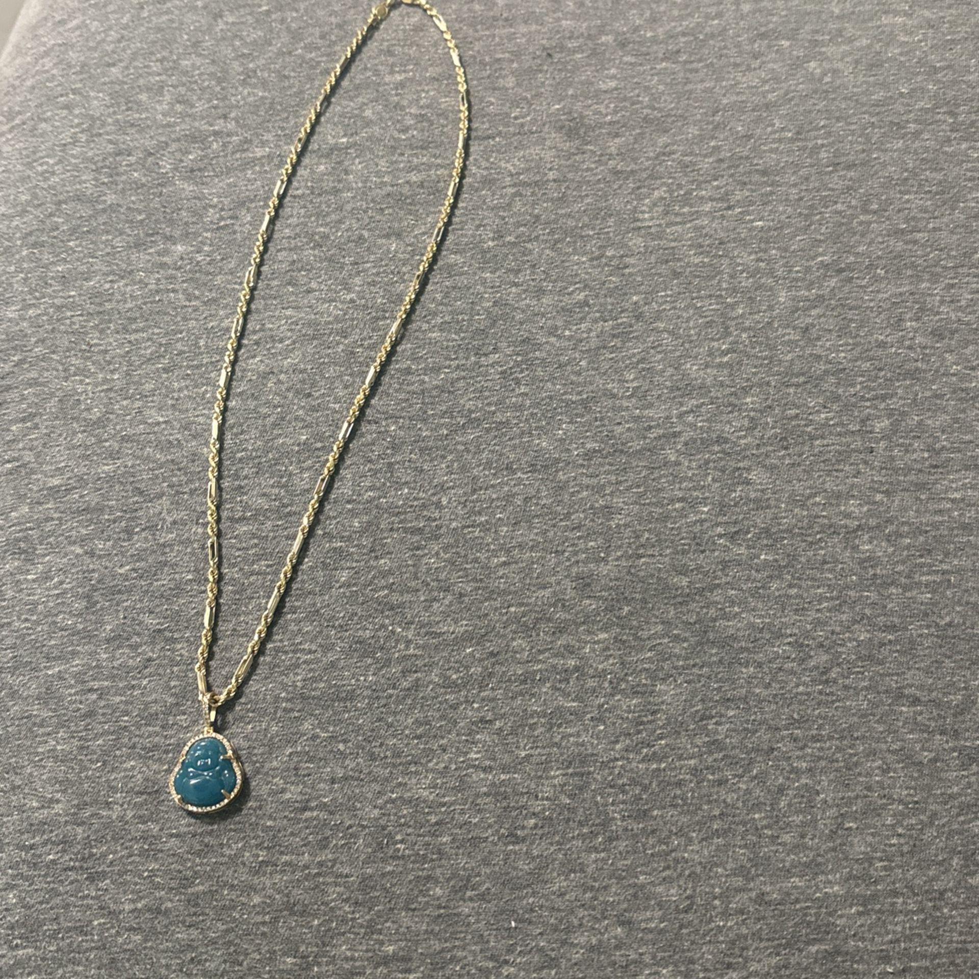 14k Gold Chain With Diamond Buddha