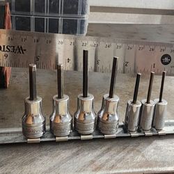Snap On Tools SAE 7Pc 3/8" -1/4"  Drive Hex Allen Socket Driver Set 5/64 to  3/16"
