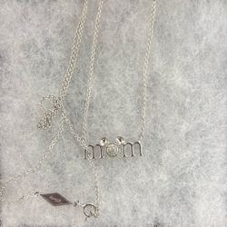 Disney Mickey Mouse “Mom” Necklace Sterling Silver Diamond 1/20 ct