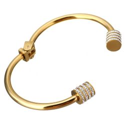 Bangle Stainless Steel 18K Gold Plated With Cubic Zirconia