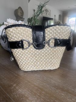 Brighton straw and black shoulder bag purse
