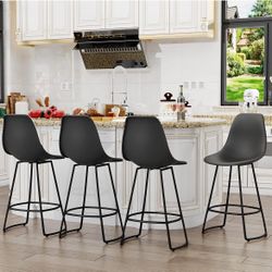 Swivel Bar Stools Set of 4 Bar Stool Counter Height Bar Stools with Plastic Back Modern Barstools Counter Stools Bar Chair Black Metal Bar stools Kitc