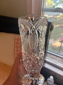 Clear Cut Crystal Glass Vase