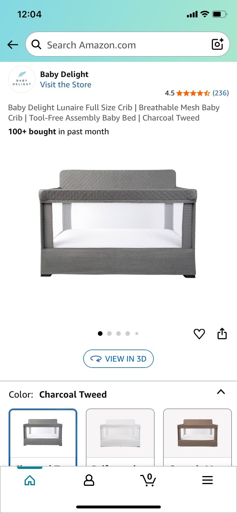 Baby Delight Lunair Crib New Gray $100
