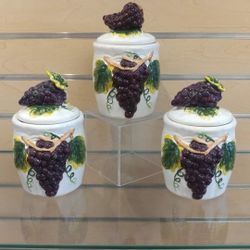 3pc Kitchen canister / Storage container set - $24.99 ( NEW ) purple grapes. ceramic