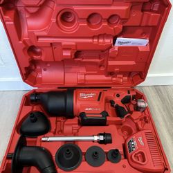 Milwaukee M12 12V Cordless Drain Cleaning Airsnake Air Gun Kit with (1) 2.0Ah Battery, Toilet Attach
