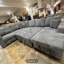 New Sleeper Sectional Couch with USB and Storage! Free Delivery 🚚! 