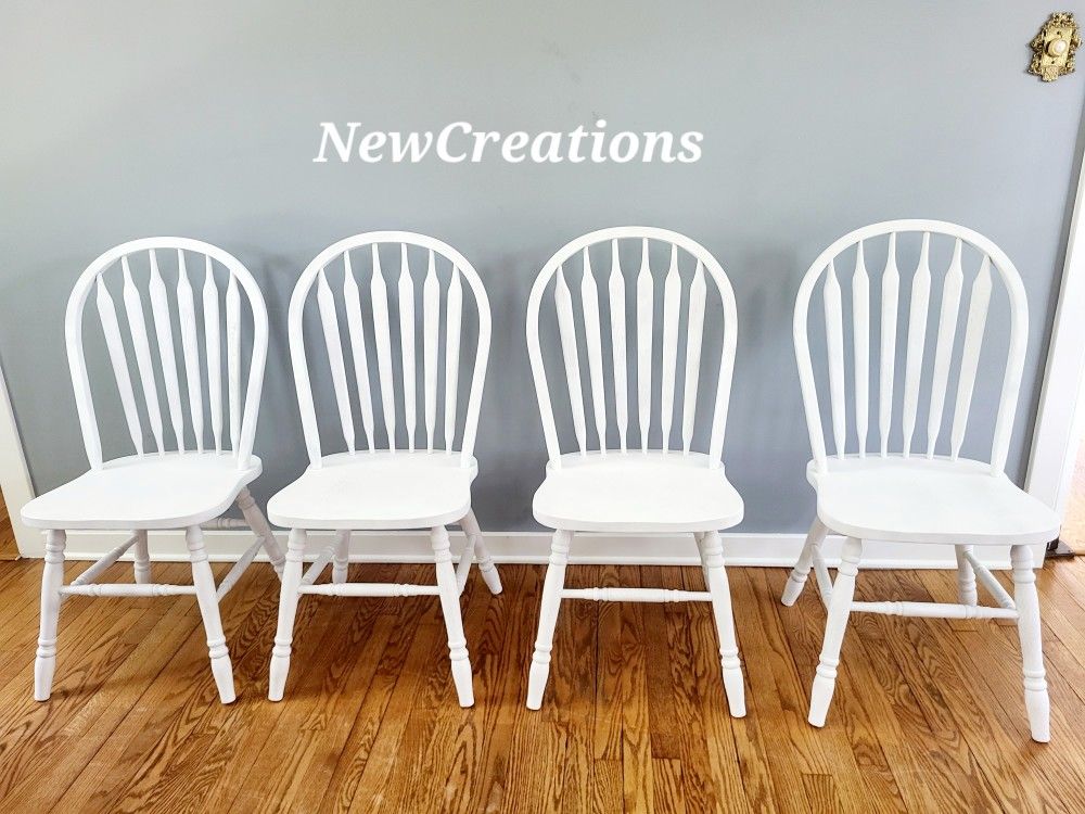 Four White Solid Oak Chairs for Sale in Hanover Park, IL OfferUp