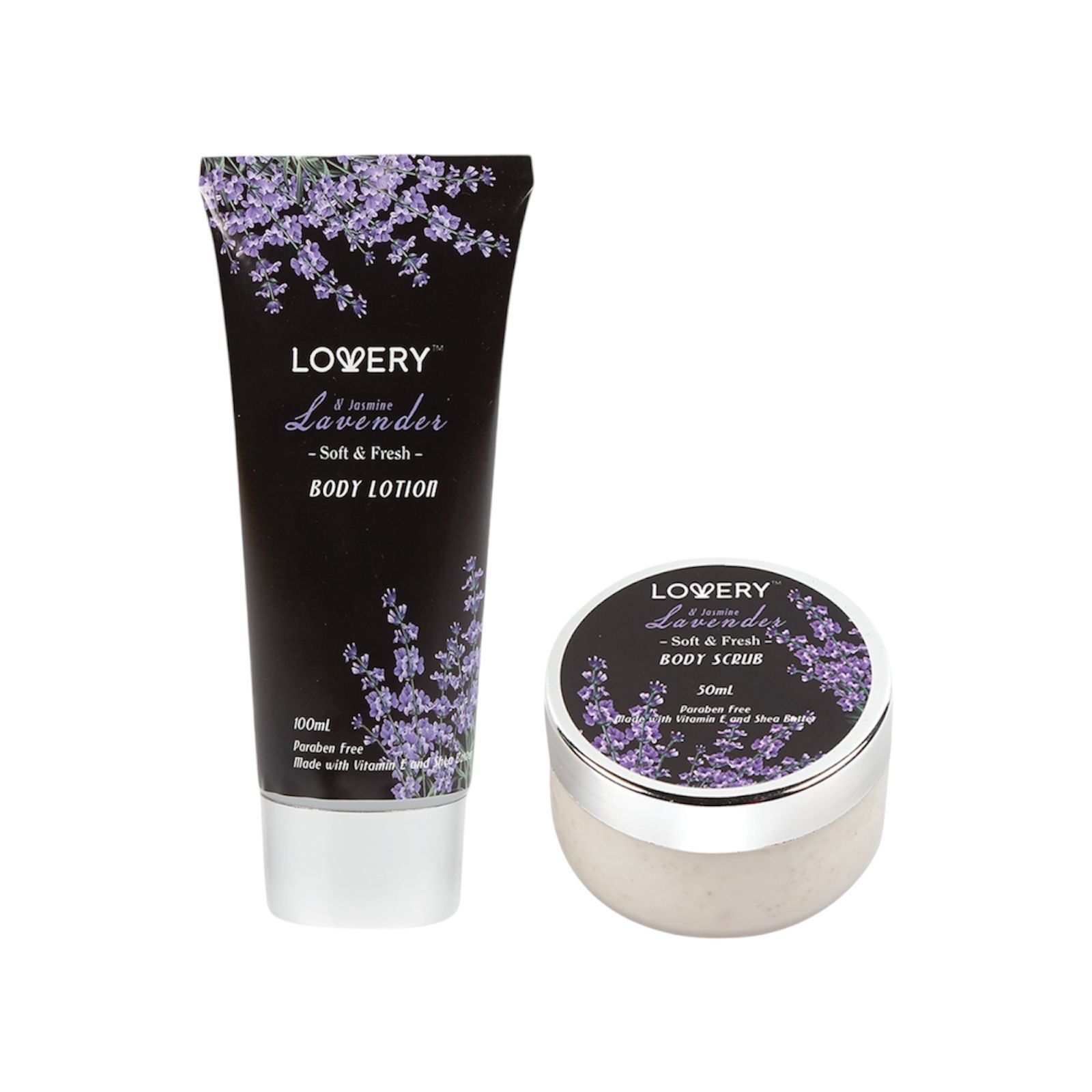 Lovery Essential Oils Lavender & Jasmine Body Lotion and Body Scrub Cruelty Free
