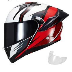 New Modular Motorcycle Helmet Dual Visor Flip Up Full Face Helmets SJ-809 DOT Approved for Adults Men Women (Gloss Velocity, XL)