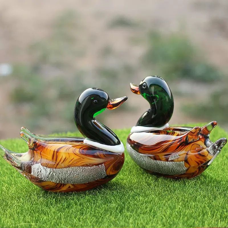 Pair of Glass Mandarin Ducks
