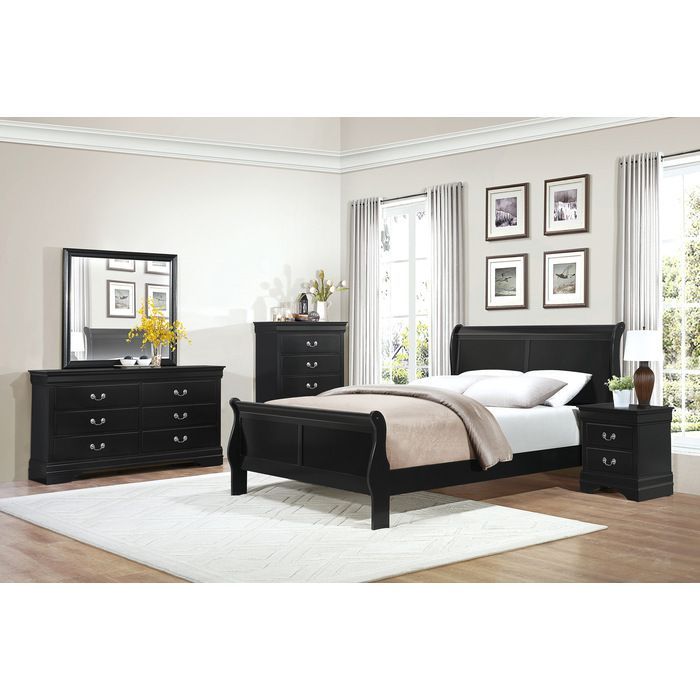 Brand new black or brown king or ca king sleigh bedframe + dresser + mirror + nightstands 4PCs bedroom set