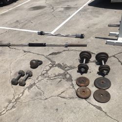 500 Lbs Of Solid Weight Plates, Squat Rack ,Weight Rack, Plus barbells, Dumbbells,