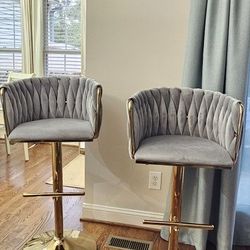 Gray And Gold Counter And Bar Height Swivel Stools Set Of Two