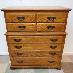 Vintage Oak Chest Of Drawers By Link Taylor - 8 Drawer Chest On Chest